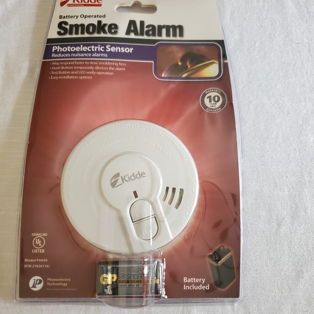 Brand New Small Kidde Battery Operated Smoke Alarm Photoelectric Sensor P9040